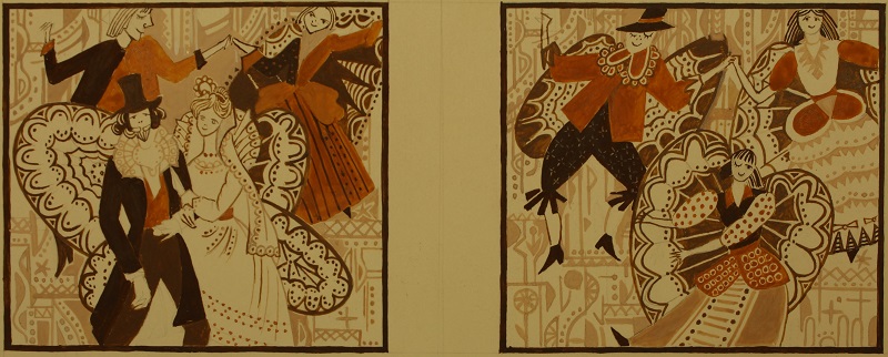 Illustration for the Maxim Bogdanovich's Book Mushka-zelyanushka i Kamaryk-nasaty-tvaryk by Yanina Klimkovich, gouache, 12x26cm