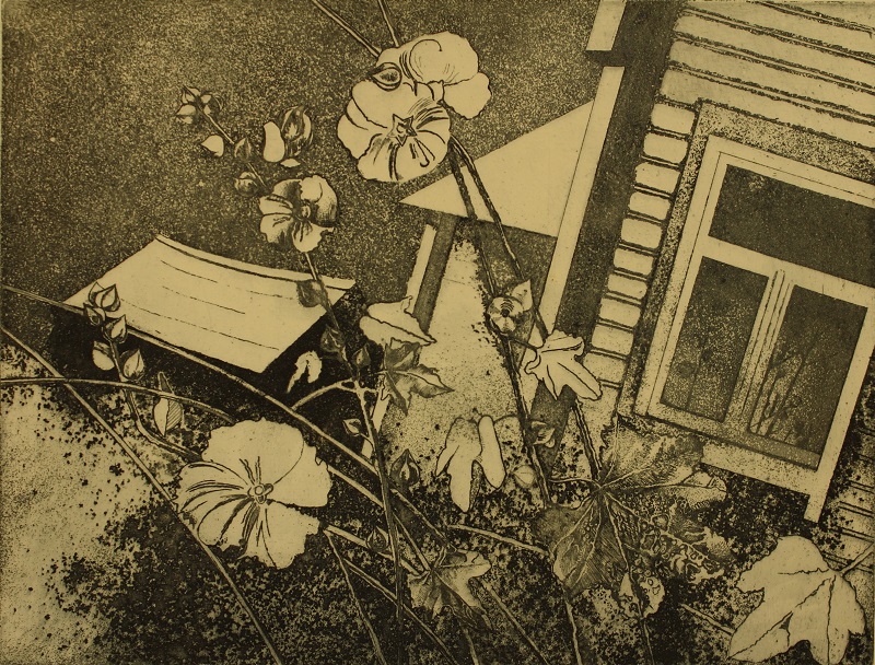Flowers Near the Home by Yanina Klimkovich, etching, 24.5x32.5cm