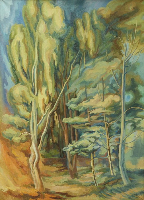 Landscape with Trees by Yanina Klimkovich, oil on canvas, 87x62cm